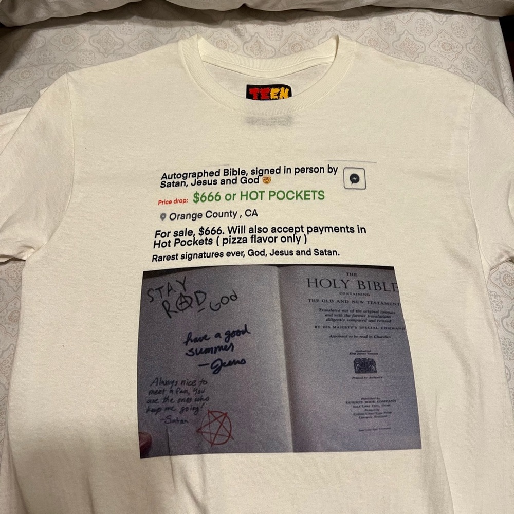 A White Shirt With Text/Pictures